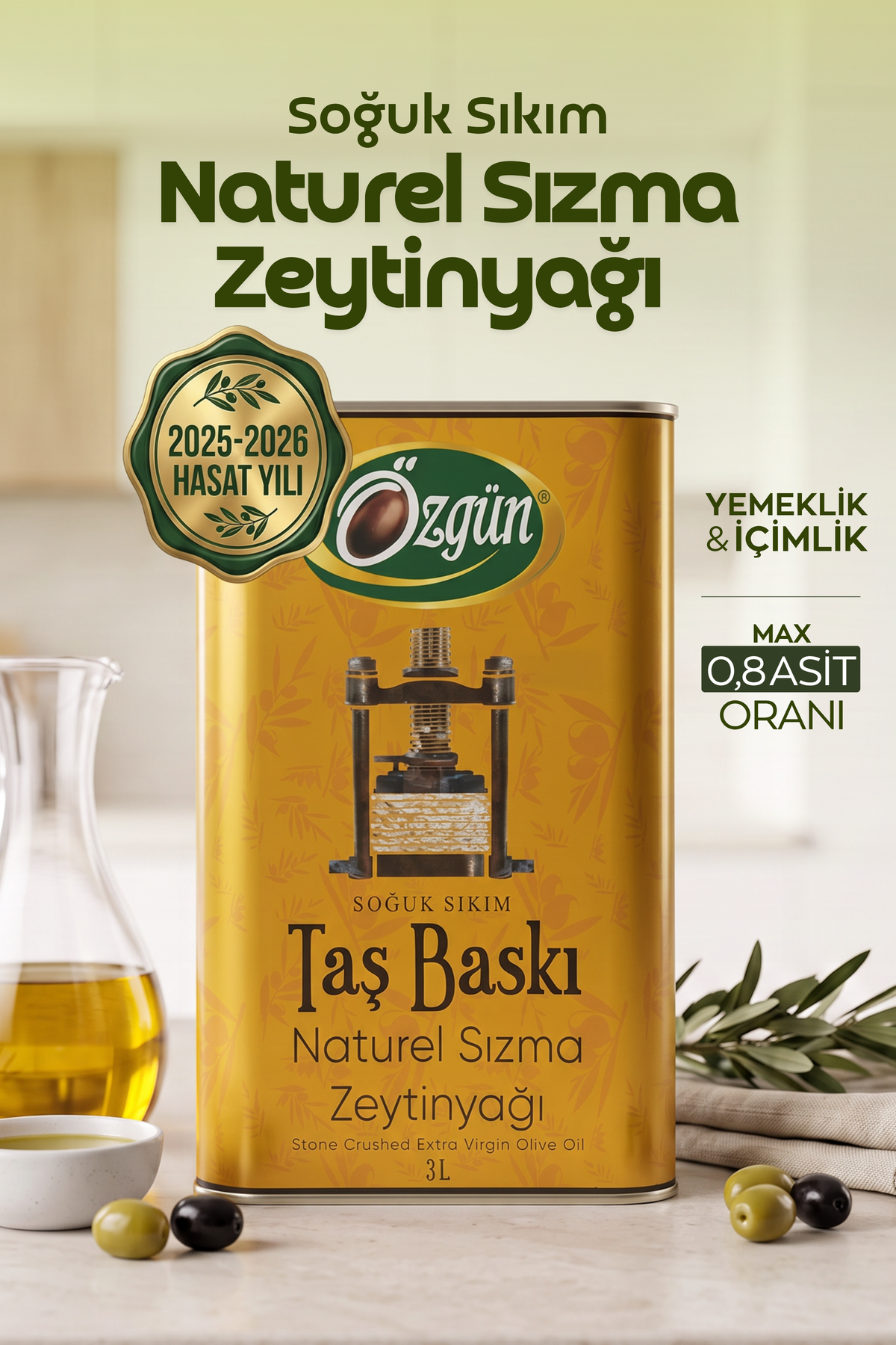 Taş Baskı Zeytinyağı 3 lt.